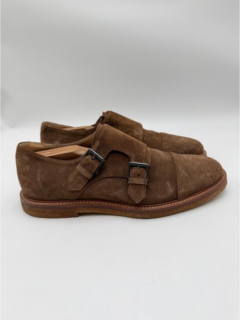 Men‘s TOD’S Brown Suede Round Cap Toe Double Monk Strap Oxfords Size 8 UK